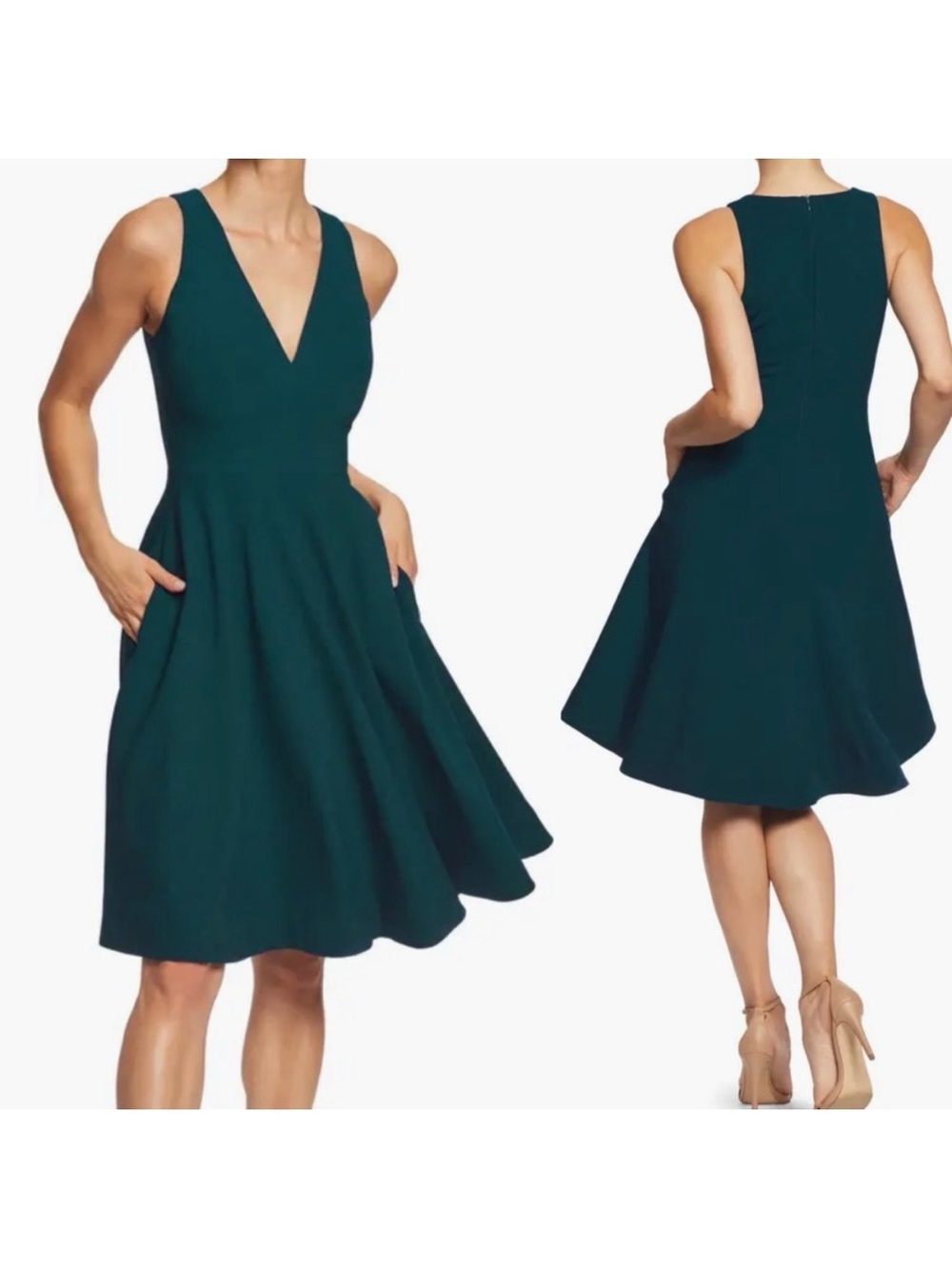 Dress The Population Catalina Fit And Flare Cocktail Dress: Pine Green